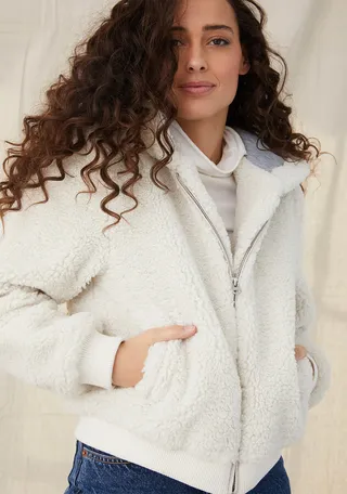 Hoodie Bomber Jacket - Winter White