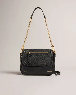Pebble Leather Shoulder Bag in Black
