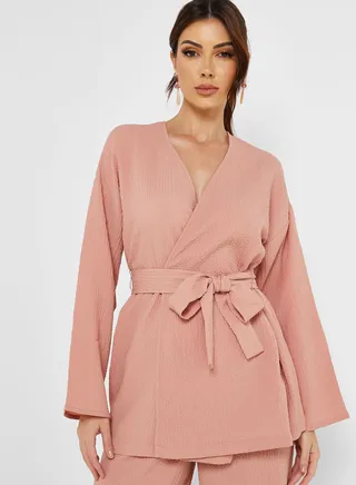 Tie Detail Kimono