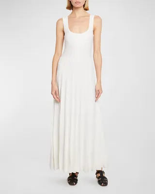 Zeleia Pointelle Pleated Knit Maxi Dress