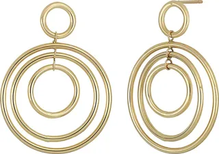 14K Yellow Gold Multi Hoop Drop Earrings