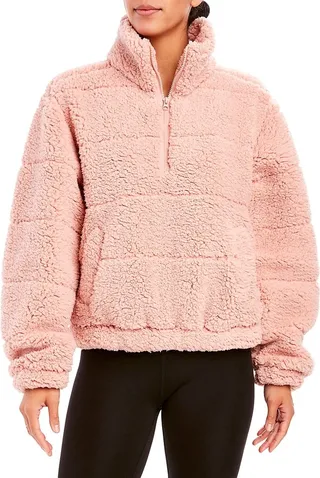 Faux Shearling Zip Up Pullover