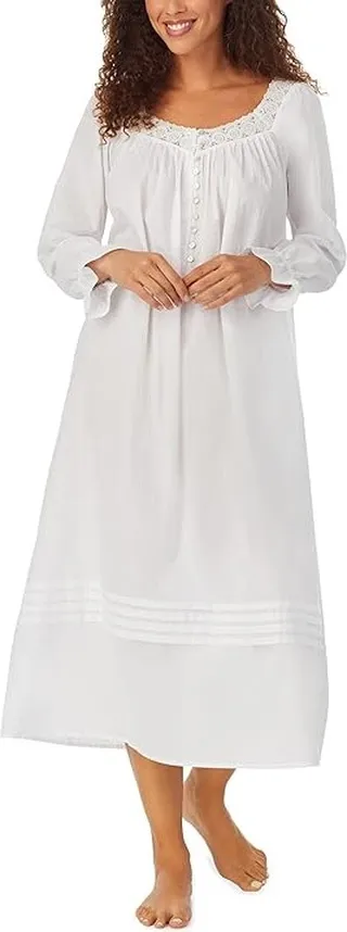 Eileen West Long Sleeve Ballet Gown (White) Women's Pajama