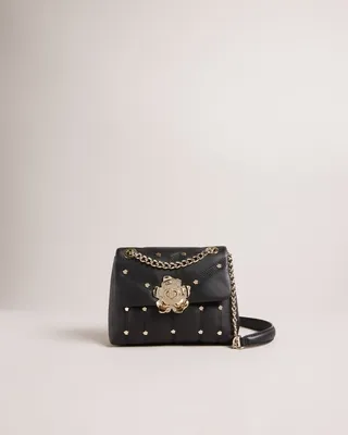 Studded Leather Quilted Bag in Black
