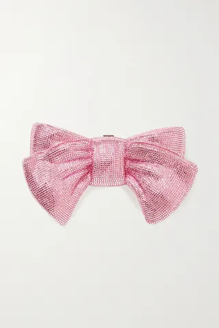 JUDITH LEIBER COUTURE - Bow Just For You Crystal-embellished Silver-tone Clutch - Pink