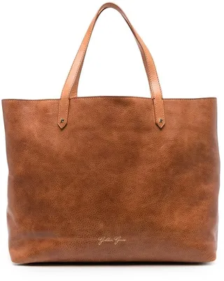 Logo-Stamp Leather Tote