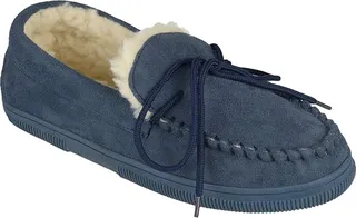 Vance Co. Moccasin Slipper (Navy Faux Suede) Men's Shoes