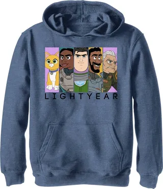 Boy's Lightyear Group Panels Pull Over Hoodie - Navy Blue Heather - Small