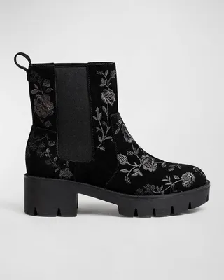Vixie Floral Lug-Sole Chelsea Booties