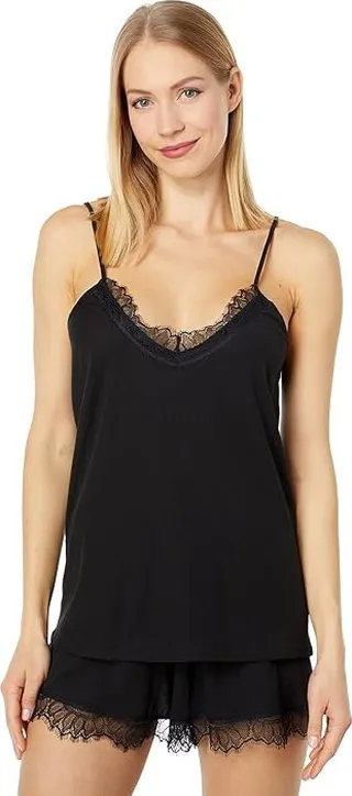 Skin Pima Cotton Sexy Cami with Lace (Black) Women's Underwear