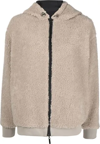 Faux-Shearling Embroidered-Logo Jacket