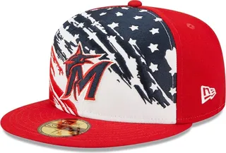Men's New Era Red Miami Marlins 2022 4th of July On-Field 59FIFTY Fitted Hat