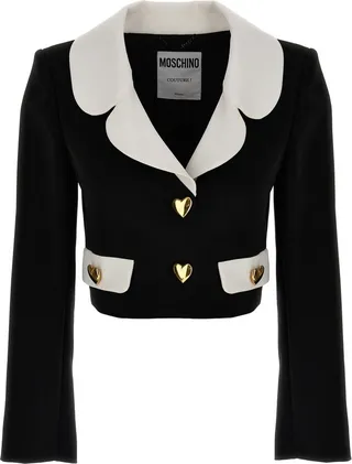 Moschino Heart Button Detailed Cropped Jacket