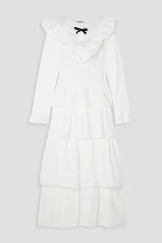 Michelle tiered broderie anglaise cotton midi dress