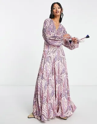 Free People Mirage boho printed maxi dress in pink