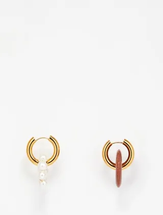 Mismatched Sunstone Gold-plated Hoop Earrings