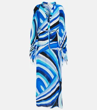 Printed satin kaftan
