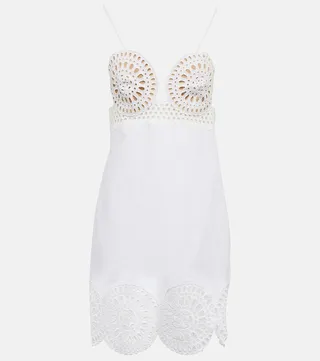 Eyelet cotton-blend minidress