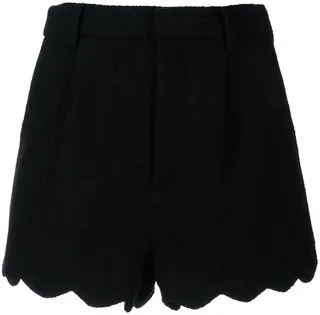 High-Waisted Scallop-Edge Shorts