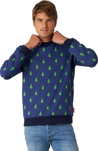 OppoSuits Men's Christmas Sweater - Treedee - Blue - Size: XL