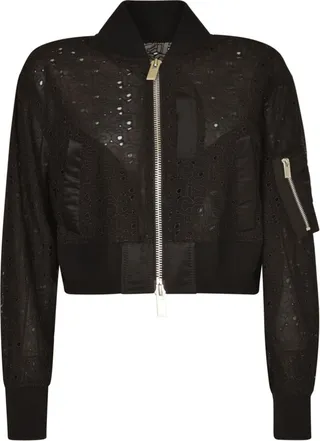 Sacai Logo Detailed Zip-Up Bomber Jacket