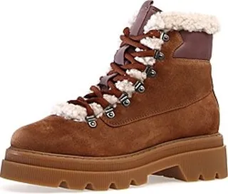 Voile Blanche Women's Tweed Shearling Lined Lace Up Booties