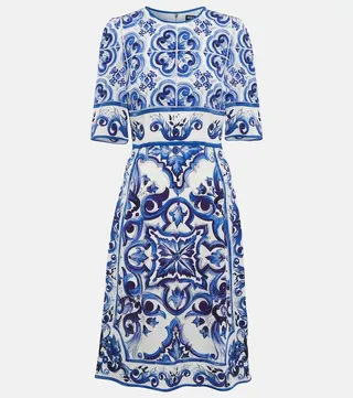 Printed silk-blend midi dress