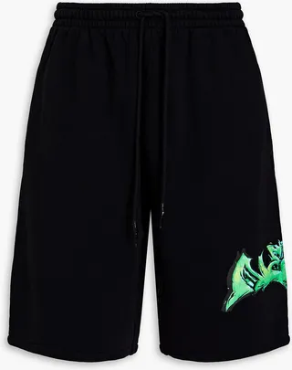 Printed cotton-fleece shorts