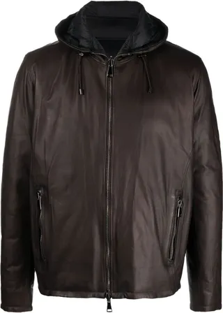 Leather Hooded Jacket