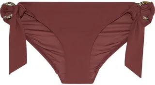 Active ring-embellished knotted low-rise bikini briefs
