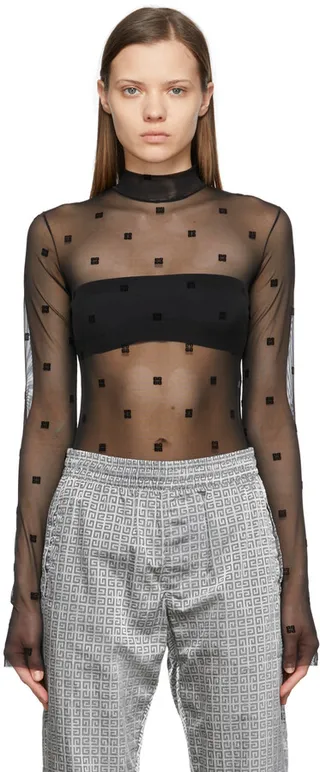 Givenchy Black Transparent 4G Bodysuit