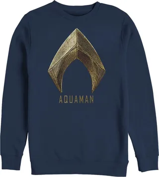 Men's Zack Snyder Justice League Aquaman Logo Sweatshirt - Navy Blue - 2X Large