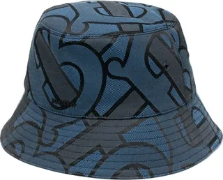 Blue Cotton Monogram Bucket Hat