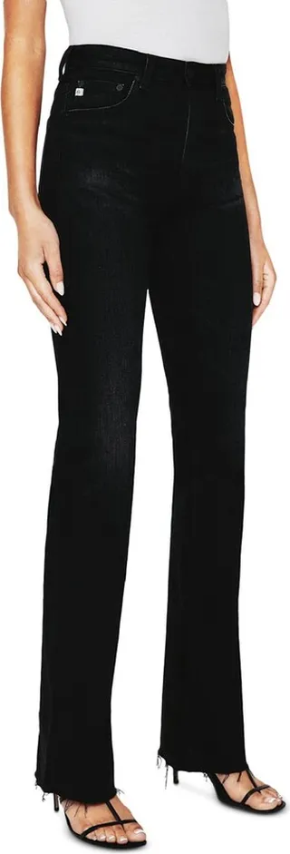Alexxis Womens High Rise Raw Hem Bootcut Jeans