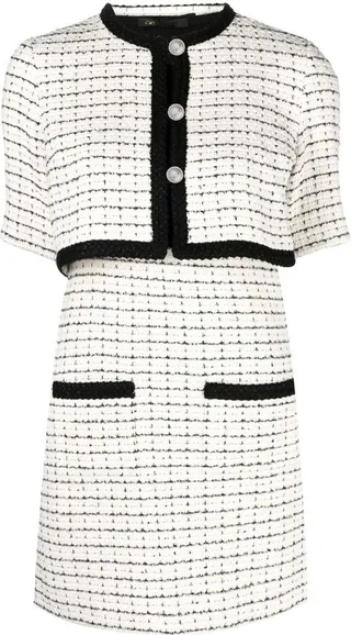 Short-Sleeve Tweed Minidress