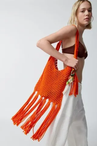 Agua Bendita Cady Macramé Crossbody Bag
