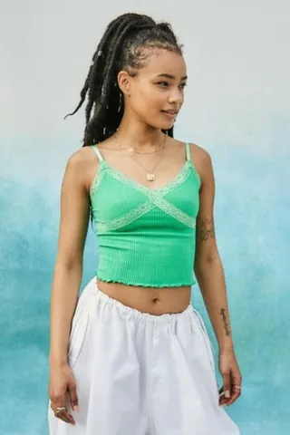 UO Contrast Cross Lace Cami