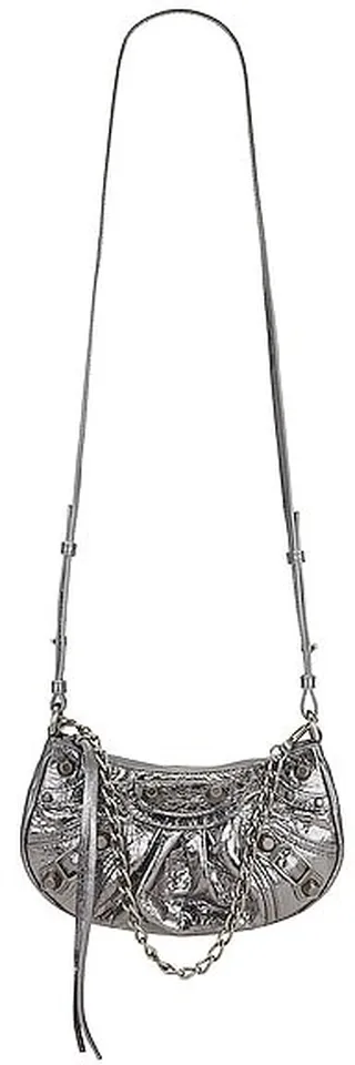 Balenciaga Mini Le Cagole Chain Bag in Metallic Silver