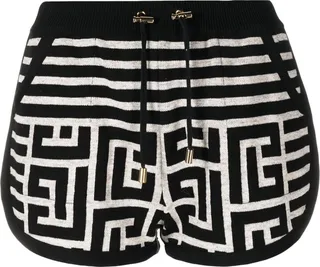 Black Monogram Print Knitted Shorts