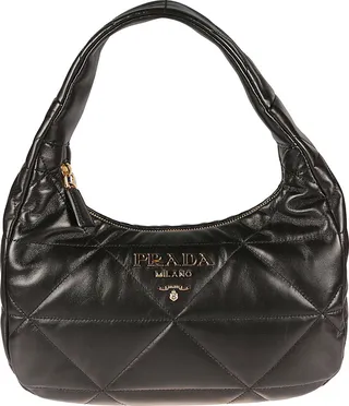 Logo Embossed Quilted Shoulder Bag