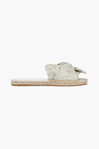 Los Angeles knotted Lurex espadrille slides
