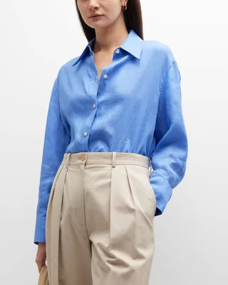 Relaxed Linen Button-Front Shirt