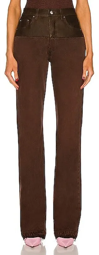 Amiri Hybrid Leather Bootleg in Chocolate