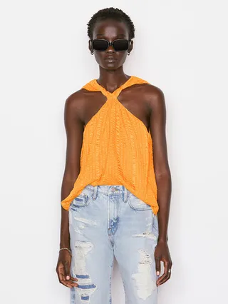Draped Halter Top Kumquat