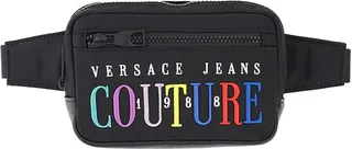 Versace Jeans Couture Fabric Sling Bag With Multicolored Logo