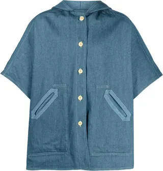 Short-Sleeve Hooded Denim Jacket