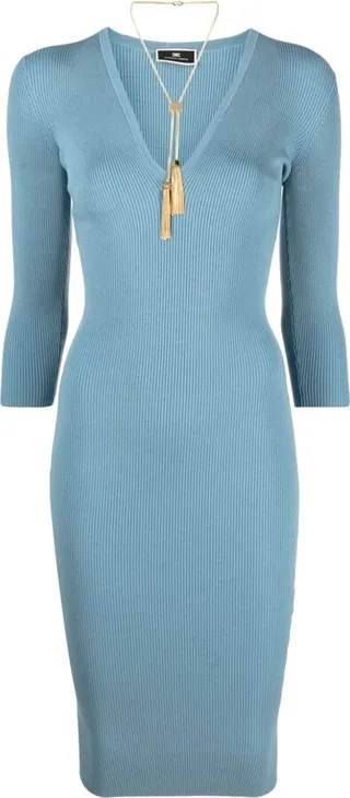 knitted V-neck dress