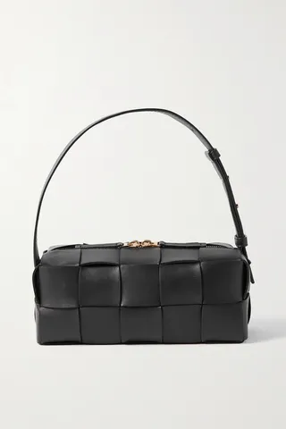 Bottega Veneta - Brick Cassette Small Intrecciato Leather Shoulder Bag - Black