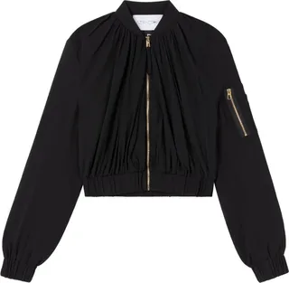 x Lutz Huelle Mini crepe-texture bomber jacket