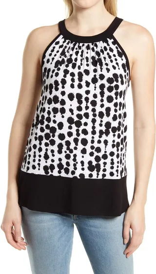 Dot Print Halter Jersey Top